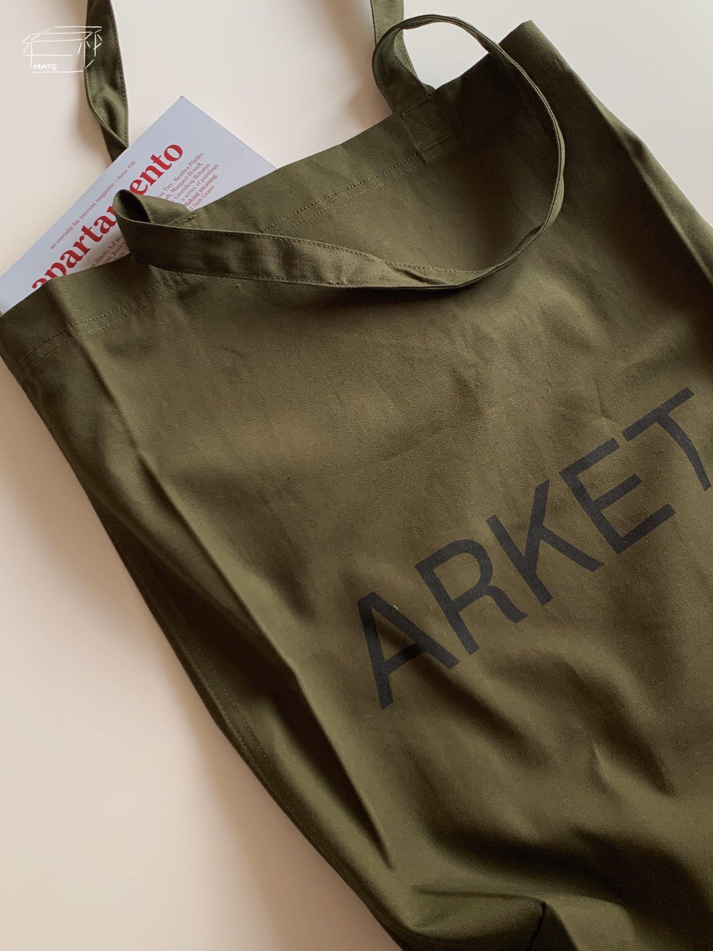 ARKET 帆布袋 原色/墨綠色 - MATE